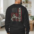 Wrestling US Flag Dad Wrestler Patriotic 4th Of July Men's Sweatshirt Back Print Wrestling US Flag Dad Wrestler Patriotic 4th Of July Men's Sweatshirt Back Print