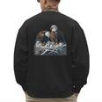 Bald Eagle Dad Mom Three Eaglet Chicks Babies In The Nest Men's Sweatshirt Back Print