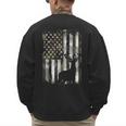 Camo US Flag Deer Elk Buck Camoflage Hunting Hunter Dad Short Sleeve Men's Sweatshirt Back Print