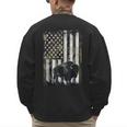 Camo USA Flag Bison Camouflage Hunting Wildlife Hunter Dad Men's Sweatshirt Back Print