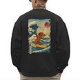 Dachshund Doxie Japanese Kanagawa Wave Surfing Japan Mom Dad Men's Sweatshirt Back Print