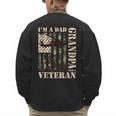 Grandpa Veteran Fathers Day Dad Veteran Camo American Flag Men's Sweatshirt Back Print