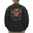 Highland Cow 4th July USA Flag Dad Father America Men Boys Men's Sweatshirt Back Print