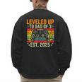 Leveled Up To Dad Of 3 Three Daddy Again 2025 Father's Day Men's Sweatshirt Back Print