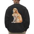 I Love Dad Patriotic Golden Retriever Canine Dog Lover Men's Sweatshirt Back Print