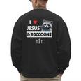 I Love Jesus And Raccoons Mom Dad Christian Love Jesus Bible Men's Sweatshirt Back Print