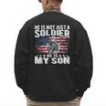 He Is Not Just A Soldier He Is My Son Proud Military Mom Dad Men's Sweatshirt Back Print