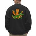 Orange Cat Dragon Riding Animal Lover Mom Dad Kids Men's Sweatshirt Back Print Orange Cat Dragon Riding Animal Lover Mom Dad Kids Men's Sweatshirt Back Print