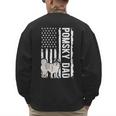 Pomsky Dad American Flag Pomsky Owner Pomsky Lover Men's Sweatshirt Back Print