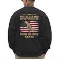 Now He Protects Me USAF Dad Proud Air Force Dad T-Shirt Men's Sweatshirt Back Print