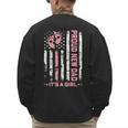 Proud New Dad New Girl Baby First Fathers Day American Flag Men's Sweatshirt Back Print