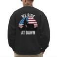 We Ride At Dawn Lawnmower Lawn Mowing Dad Vintage Men Men's Sweatshirt Back Print