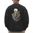 Skeleton Hugging Cat Halloween Cat Lover Cat Mom Dad Men's Sweatshirt Back Print