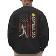 Softball Dad US Flag For Dad Men Patriotic Fathers Day Men's Sweatshirt Back Print