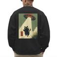 Vintage Japanese Cat Alien Cat Dad UFO Abduction Graphic Tee Men's Sweatshirt Back Print