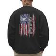 Vintage USA Flag Proud Swimming Dad Swim Swimmer Silhouette Men's Sweatshirt Back Print