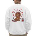 Cute Dachshund Valentine's Day Heart Love Dog Mom Dog Dad Men's Sweatshirt Back Print