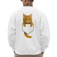 Cute Tabby Cat Pocket Cat Mom Cat Dad Cat Lover Men's Sweatshirt Back Print Cute Tabby Cat Pocket Cat Mom Cat Dad Cat Lover Men's Sweatshirt Back Print