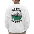 We Ride At Dawn Lawn Mower Zero-Turn Dad Mowing Men's Sweatshirt Back Print