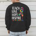 Autism Awareness Ribbon Mom Dad Kids Autistic Support Autism Men's Sweatshirt Back Print