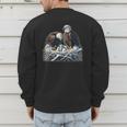 Bald Eagle Dad Mom Three Eaglet Chicks Babies In The Nest Men's Sweatshirt Back Print