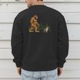 Boston Terrier Bigfoot Dog Walking Dog Mom Dad Kids Men's Sweatshirt Back Print