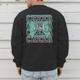 Cheer Dad Daddy Bow Sport Cheerleader Cheerleading Teal Blue Men's Sweatshirt Back Print