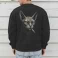 Cigarette Smoking Sphynx Cat Meme Stupid For Dad Men's Sweatshirt Back Print