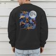 Crested Gecko Moon Retro Reptile Mom Dad Breeder Lover Men's Sweatshirt Back Print