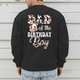 Dad Of The Birthday Boy Cow Farm 1St Birthday Boy Men's Sweatshirt Back Print