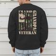 Grandpa Veteran Fathers Day Dad Veteran Camo American Flag Men's Sweatshirt Back Print