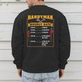 Handyman Hourly Rate Fathers Day Dad Men's Sweatshirt Back Print