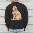 I Love Dad Patriotic Golden Retriever Canine Dog Lover Men's Sweatshirt Back Print