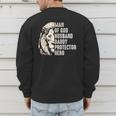Man Of God Husband Daddy Protector Hero Lion Father's Day Men's Sweatshirt Back Print