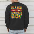 Mom And Dad Mama Birthday Boy Building Bricks Family Party Men's Sweatshirt Back Print