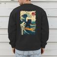 Pug Japanese Kanagawa Wave Surfing Japan Mom Dad Kids Men's Sweatshirt Back Print