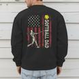 Softball Dad US Flag For Dad Men Patriotic Fathers Day Men's Sweatshirt Back Print