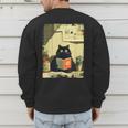 Vintage Japanese Cat Book Lovers Librarian Cat Dad Teacher Men's Sweatshirt Back Print