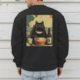Vintage Japanese Cat Ramen Cat Dad Retro Graphic Women Men's Sweatshirt Back Print Vintage Japanese Cat Ramen Cat Dad Retro Graphic Women Men's Sweatshirt Back Print
