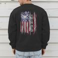 Vintage USA Flag Proud Swimming Dad Swim Swimmer Silhouette Men's Sweatshirt Back Print