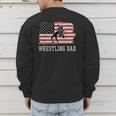 Wrestling Dad US Flag Fathers Day Retro Wrestling Fans Men's Sweatshirt Back Print
