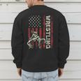 Wrestling US Flag Dad Wrestler Patriotic 4th Of July Men's Sweatshirt Back Print Wrestling US Flag Dad Wrestler Patriotic 4th Of July Men's Sweatshirt Back Print
