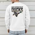 Mallard Duck Hunting Camo Easily Distracted Duck Dad Men's Sweatshirt Back Print