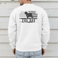 Pug Dad Distressed American Flag Patriotic Dog Men's Sweatshirt Back Print