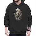 Skeleton Hugging Cat Halloween Cat Lover Cat Mom Dad Men Hoodie