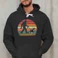 Bigfoot Walking a Dog Bernedoodle Dog Dad Men Hoodie
