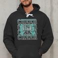 Cheer Dad Daddy Bow Sport Cheerleader Cheerleading Teal Blue Men Hoodie