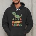 Daddy Saurus Dinosaur Dad Of Two Kids Dino Family Men Hoodie