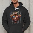 Highland Cow 4th July USA Flag Dad Father America Men Boys Men Hoodie Highland Cow 4th July USA Flag Dad Father America Men Boys Men Hoodie