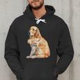 I Love Dad Patriotic Golden Retriever Canine Dog Lover Men Hoodie